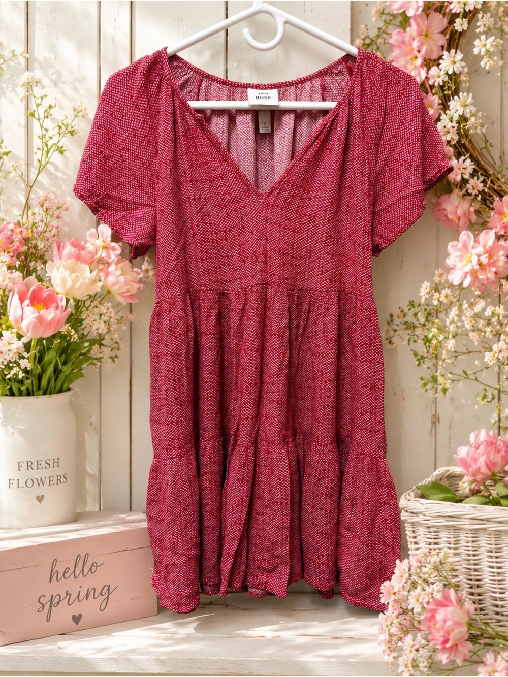 V-Neck Tiered Mini Dress
